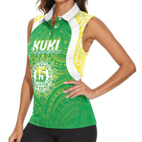 Kuki Independence 2026 Women Sleeveless Polo Shirt Cook Islands 15 Finest Green Version LT05 - Polynesian Pride