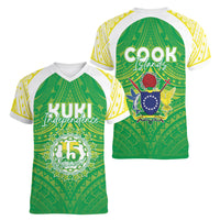 Kuki Independence 2026 Women V-Neck T-Shirt Cook Islands 15 Finest Green Version LT05 - Polynesian Pride