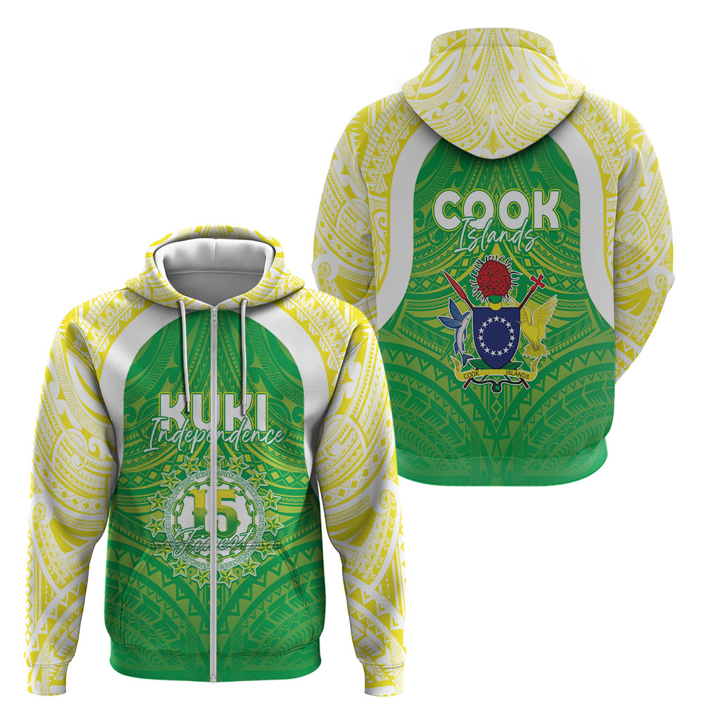 Kuki Independence 2026 Zip Hoodie Cook Islands 15 Finest Green Version LT05 - Polynesian Pride