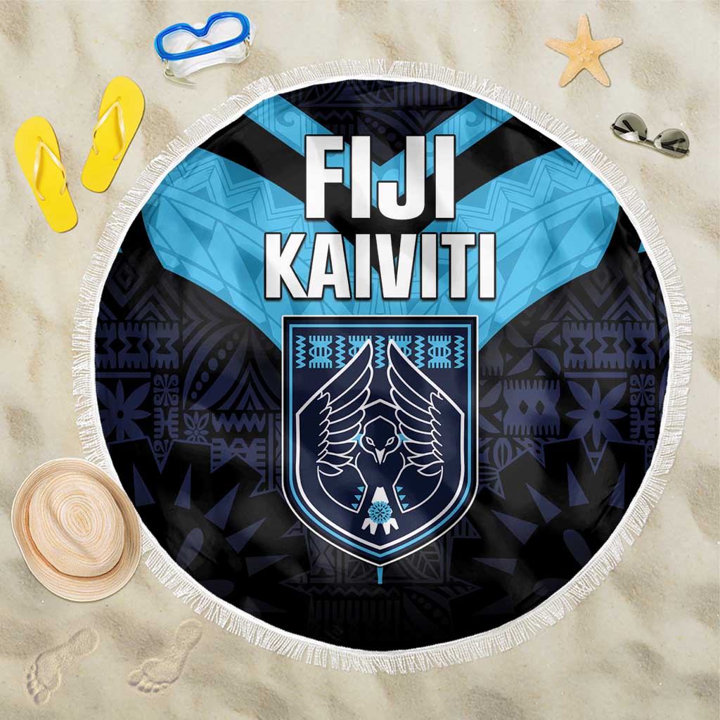 Fiji Kaiviti Rugby Beach Blanket Fiji Tapa Pattern LT05 One Size 150cm Blue - Polynesian Pride