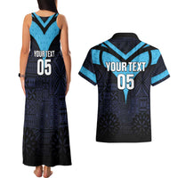 Custom Fiji Kaiviti Rugby Couples Matching Tank Maxi Dress and Hawaiian Shirt Fiji Tapa Pattern LT05 - Polynesian Pride