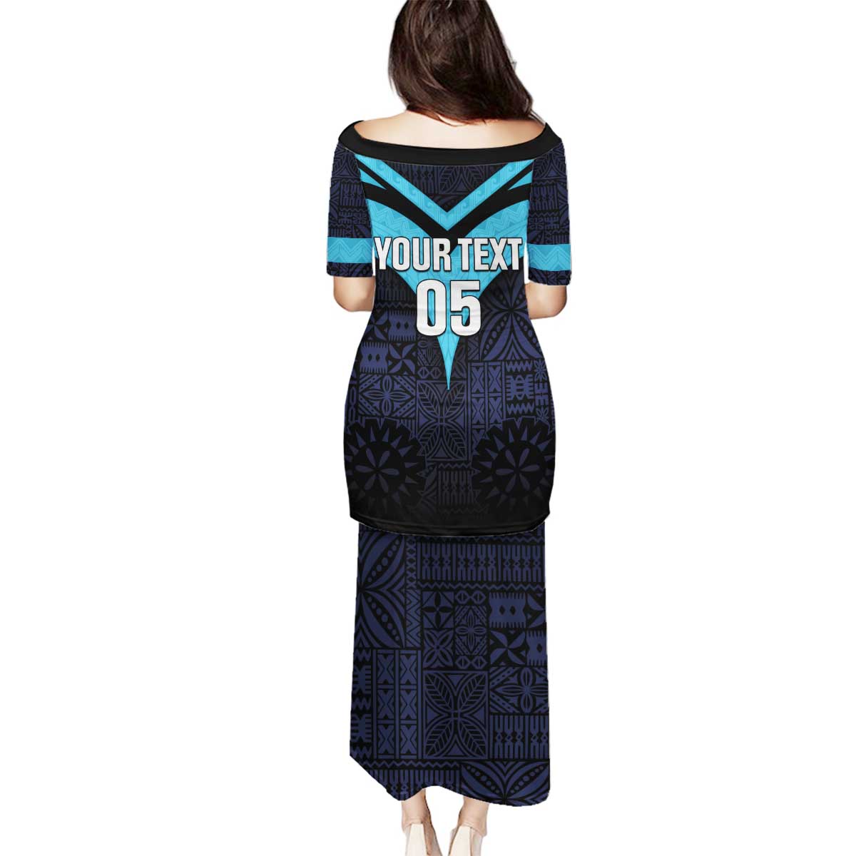 Custom Fiji Kaiviti Rugby Family Matching Puletasi and Hawaiian Shirt Fiji Tapa Pattern LT05 - Polynesian Pride