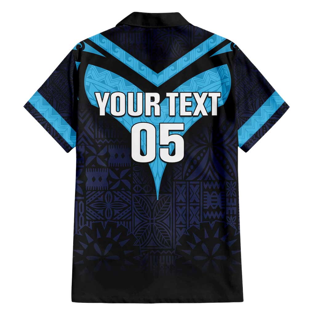 Custom Fiji Kaiviti Rugby Family Matching Short Sleeve Bodycon Dress and Hawaiian Shirt Fiji Tapa Pattern LT05 - Polynesian Pride