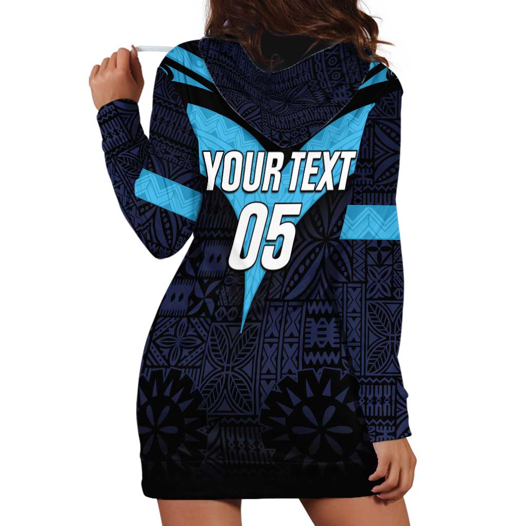 Custom Fiji Kaiviti Rugby Hoodie Dress Fiji Tapa Pattern LT05 - Polynesian Pride