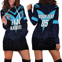 Custom Fiji Kaiviti Rugby Hoodie Dress Fiji Tapa Pattern LT05 - Polynesian Pride