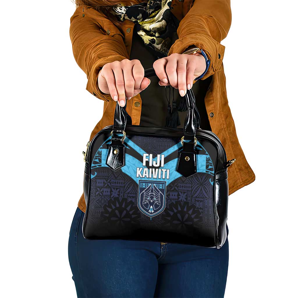 Fiji Kaiviti Rugby Shoulder Handbag Fiji Tapa Pattern LT05 One Size Blue - Polynesian Pride