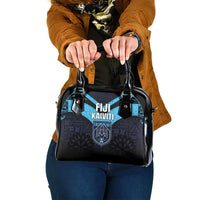Fiji Kaiviti Rugby Shoulder Handbag Fiji Tapa Pattern LT05 One Size Blue - Polynesian Pride