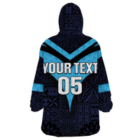 Custom Fiji Kaiviti Rugby Wearable Blanket Hoodie Fiji Tapa Pattern LT05 - Polynesian Pride