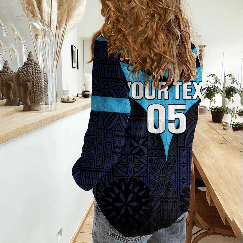 Custom Fiji Kaiviti Rugby Women Casual Shirt Fiji Tapa Pattern LT05 - Polynesian Pride