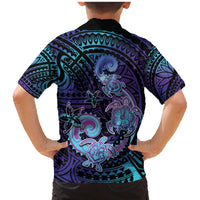 Hawaii Makahiki Turtle Family Matching Mermaid Dress and Hawaiian Shirt Spiral Polynesian Tattoo LT05 - Polynesian Pride