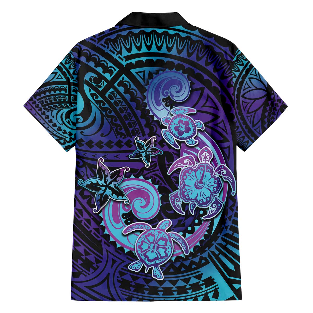 Hawaii Makahiki Turtle Family Matching Off The Shoulder Long Sleeve Dress and Hawaiian Shirt Spiral Polynesian Tattoo LT05 - Polynesian Pride