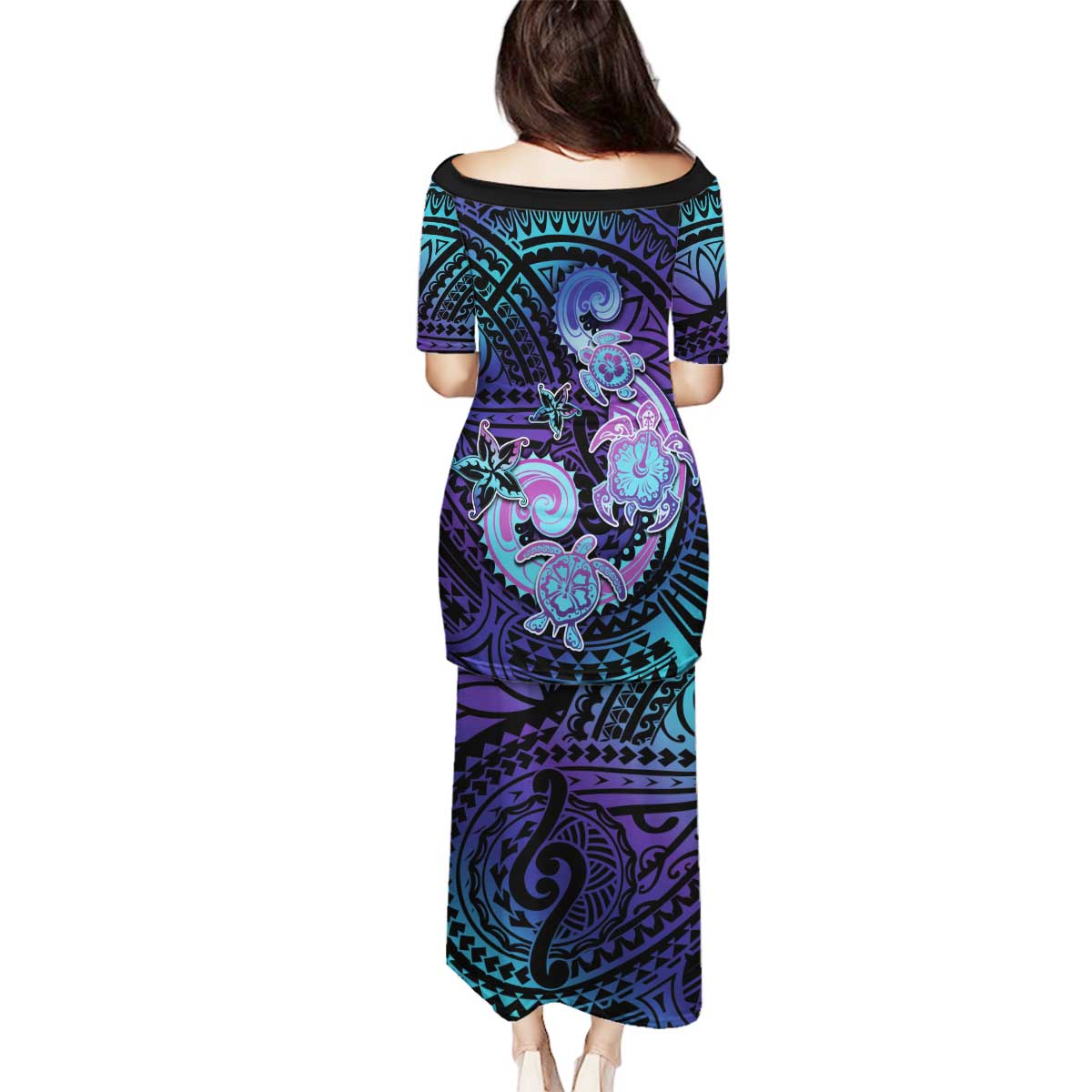 Hawaii Makahiki Turtle Family Matching Puletasi and Hawaiian Shirt Spiral Polynesian Tattoo LT05 - Polynesian Pride