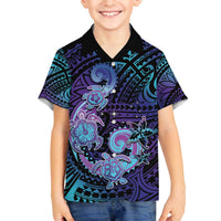 Hawaii Makahiki Turtle Family Matching Puletasi and Hawaiian Shirt Spiral Polynesian Tattoo LT05 Son's Shirt Purple - Polynesian Pride