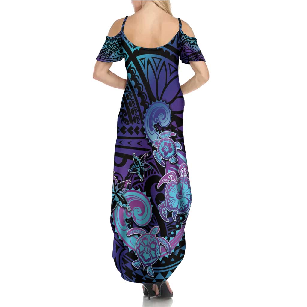 Hawaii Makahiki Turtle Family Matching Summer Maxi Dress and Hawaiian Shirt Spiral Polynesian Tattoo LT05 - Polynesian Pride