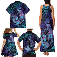 Hawaii Makahiki Turtle Family Matching Tank Maxi Dress and Hawaiian Shirt Spiral Polynesian Tattoo LT05 - Polynesian Pride
