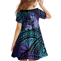 Hawaii Makahiki Turtle Kid Short Sleeve Dress Spiral Polynesian Tattoo LT05 - Polynesian Pride