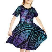 Hawaii Makahiki Turtle Kid Short Sleeve Dress Spiral Polynesian Tattoo LT05 - Polynesian Pride