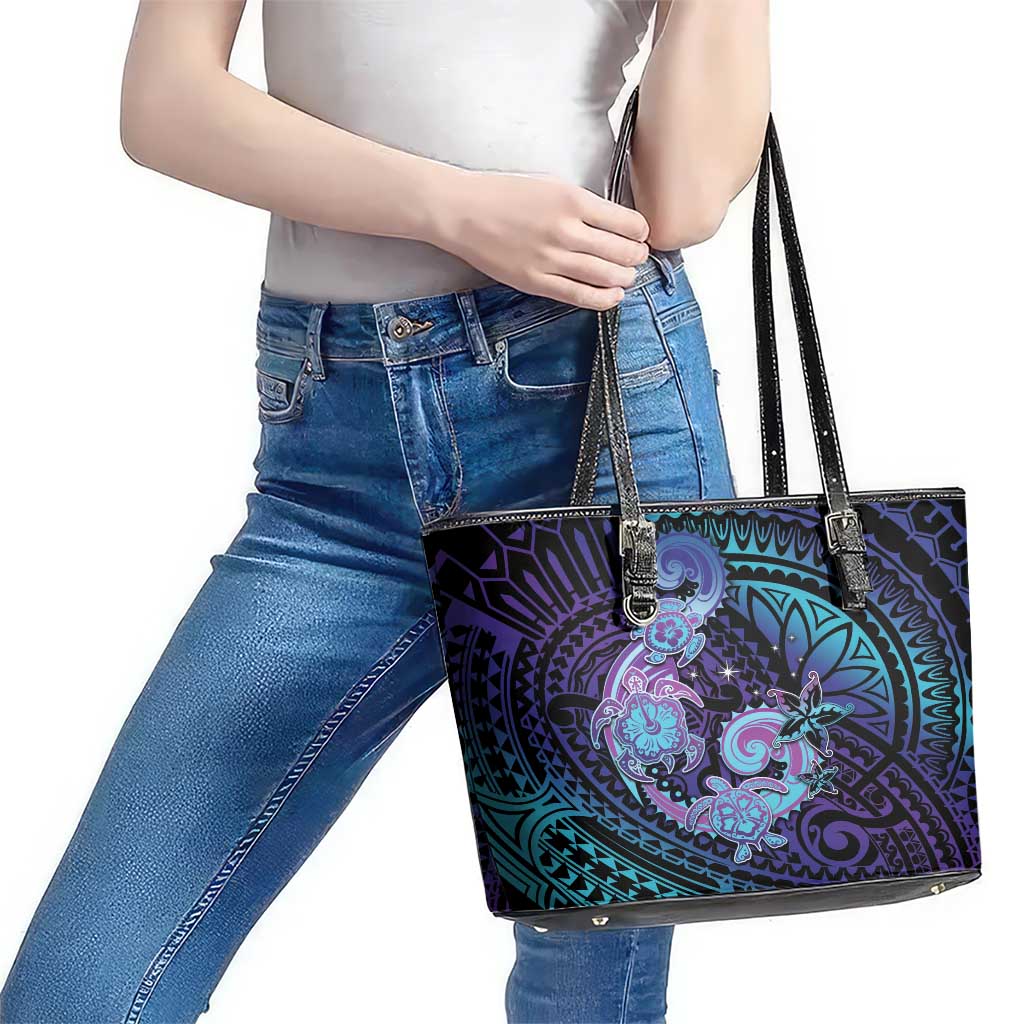 Hawaii Makahiki Turtle Leather Tote Bag Spiral Polynesian Tattoo LT05 - Polynesian Pride