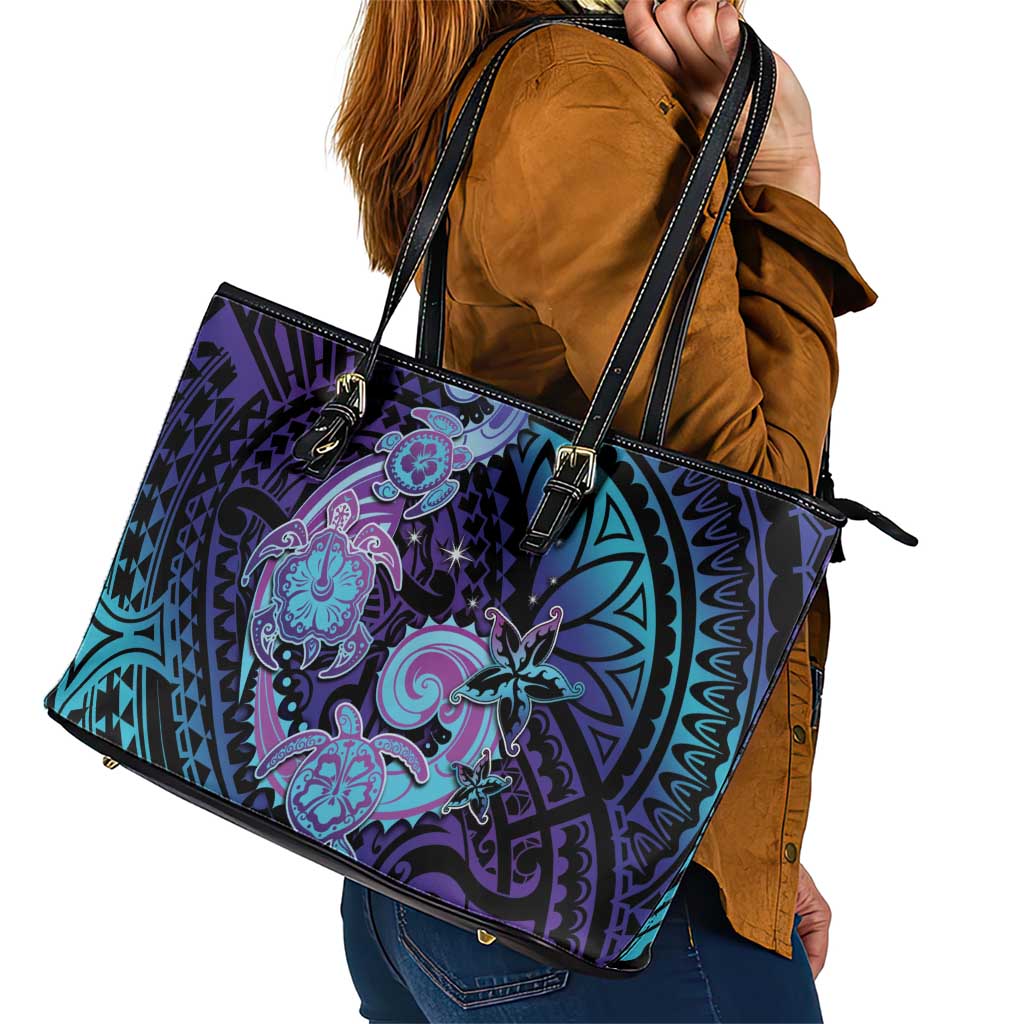 Hawaii Makahiki Turtle Leather Tote Bag Spiral Polynesian Tattoo LT05 - Polynesian Pride