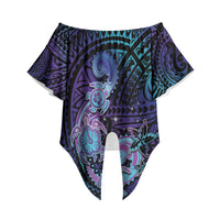 Hawaii Makahiki Turtle Off Shoulder Wrap Waist Top Spiral Polynesian Tattoo LT05 Purple - Polynesian Pride