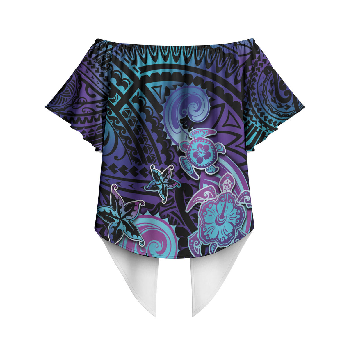 Hawaii Makahiki Turtle Off Shoulder Wrap Waist Top Spiral Polynesian Tattoo LT05 - Polynesian Pride
