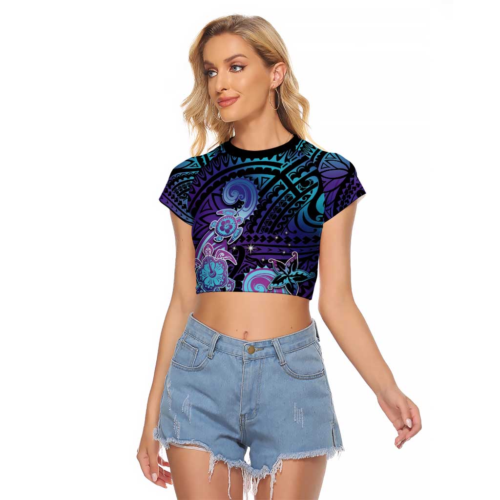 Hawaii Makahiki Turtle Raglan Cropped T Shirt Spiral Polynesian Tattoo