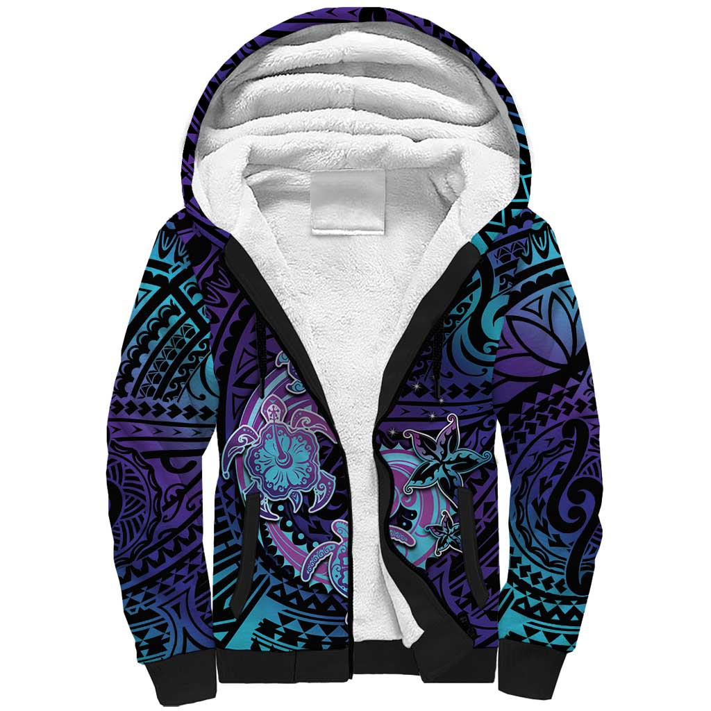 Hawaii Makahiki Turtle Sherpa Hoodie Spiral Polynesian Tattoo LT05 Unisex Purple - Polynesian Pride