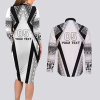 Custom Bula Fiji Football Couples Matching Long Sleeve Bodycon Dress and Long Sleeve Button Shirt Go Champions LT05 - Polynesian Pride