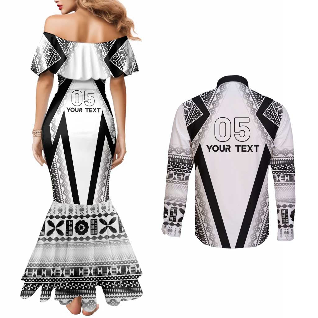 Custom Bula Fiji Football Couples Matching Mermaid Dress and Long Sleeve Button Shirt Go Champions LT05 - Polynesian Pride
