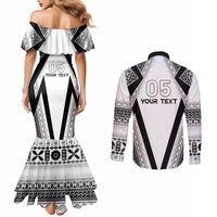 Custom Bula Fiji Football Couples Matching Mermaid Dress and Long Sleeve Button Shirt Go Champions LT05 - Polynesian Pride