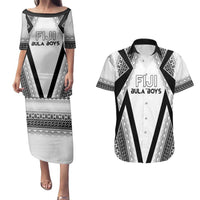 Custom Bula Fiji Football Couples Matching Puletasi and Hawaiian Shirt Go Champions LT05 White - Polynesian Pride