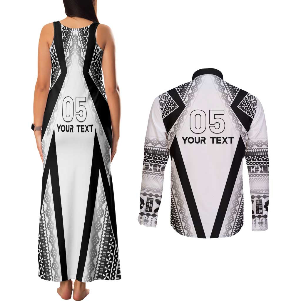Custom Bula Fiji Football Couples Matching Tank Maxi Dress and Long Sleeve Button Shirt Go Champions LT05 - Polynesian Pride