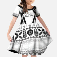 Custom Bula Fiji Football Family Matching Mermaid Dress and Hawaiian Shirt Go Champions LT05 Daughter's Dress White - Polynesian Pride