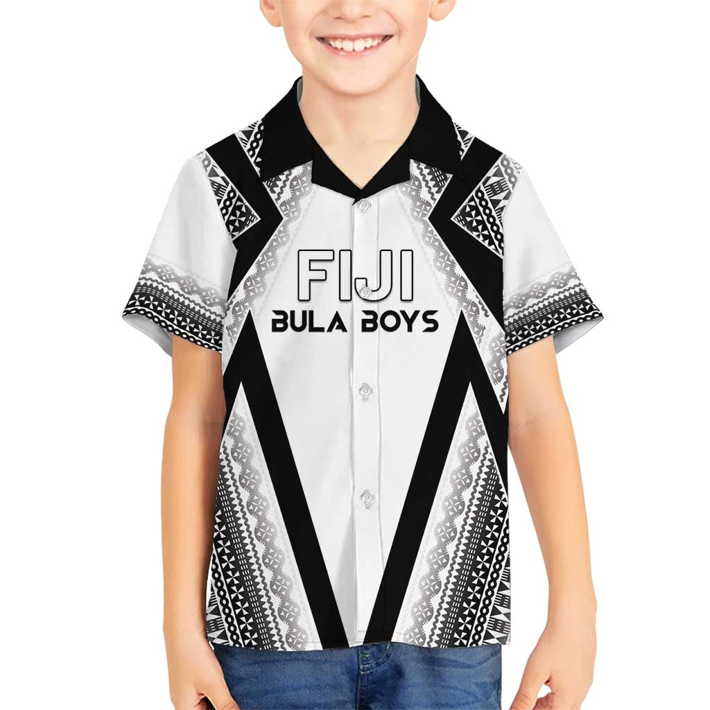 Custom Bula Fiji Football Family Matching Off Shoulder Short Dress and Hawaiian Shirt Go Champions LT05 Son's Shirt White - Polynesian Pride
