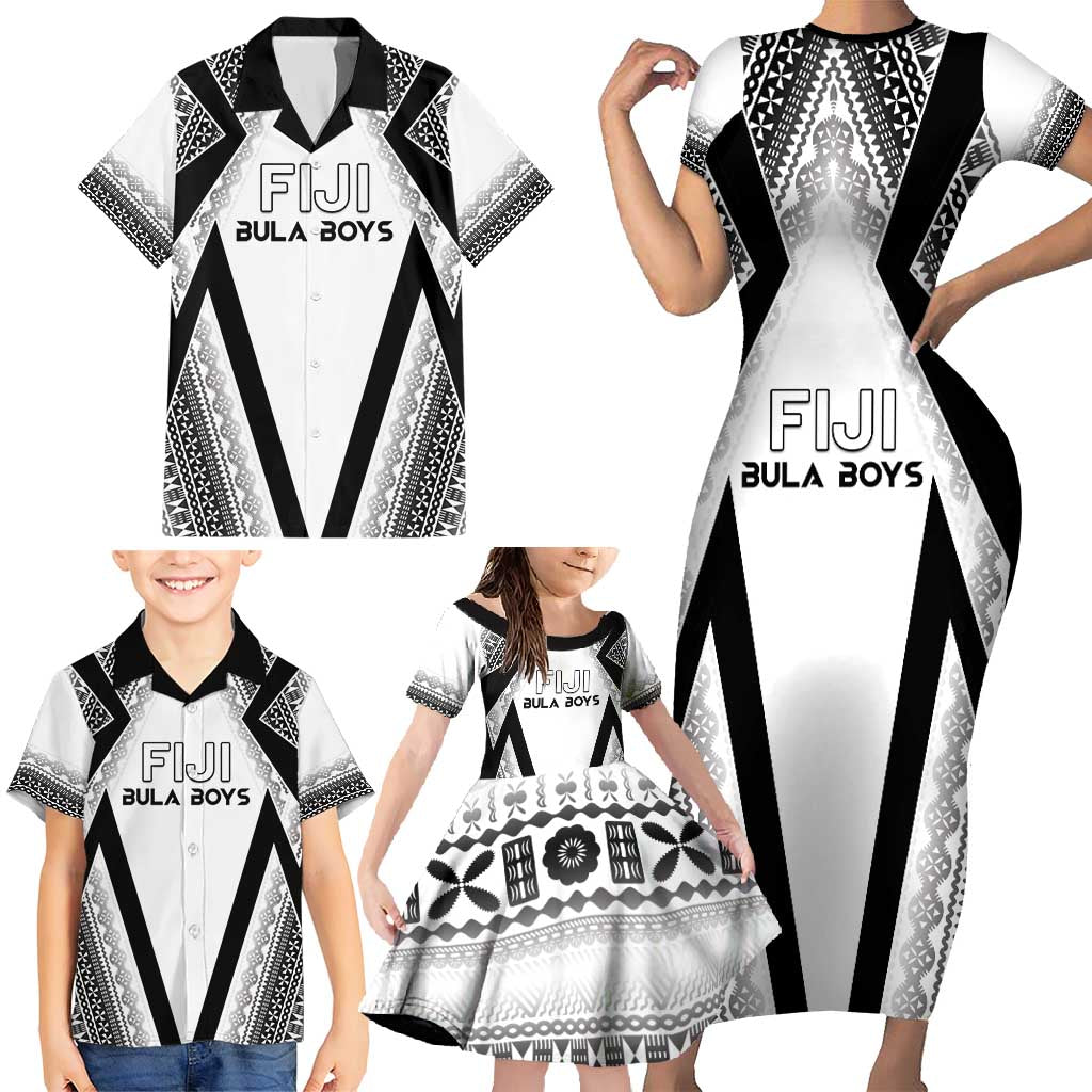 Custom Bula Fiji Football Family Matching Short Sleeve Bodycon Dress and Hawaiian Shirt Go Champions - Polynesian Pride