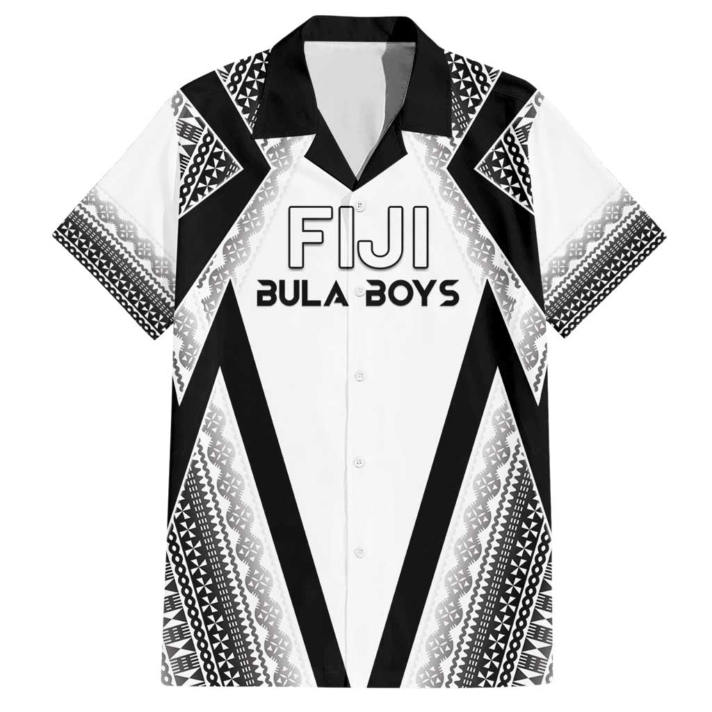 Custom Bula Fiji Football Family Matching Short Sleeve Bodycon Dress and Hawaiian Shirt Go Champions LT05 Dad's Shirt - Short Sleeve White - Polynesian Pride