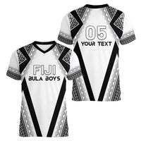 Custom Bula Fiji Football Women V-Neck T-Shirt Go Champions LT05 - Polynesian Pride