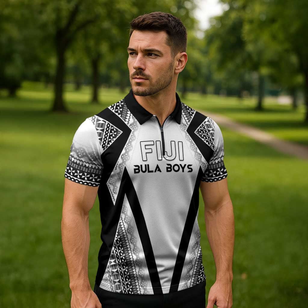 Custom Bula Fiji Football Zipper Polo Shirt Go Champions - Polynesian Pride