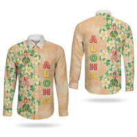 Aloha Hawaii Chilly Christmas Couples Matching Off Shoulder Maxi Dress and Long Sleeve Button Shirt Tropical Vibes LT05 - Polynesian Pride