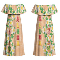 Aloha Hawaii Chilly Christmas Couples Matching Off Shoulder Maxi Dress and Long Sleeve Button Shirt Tropical Vibes LT05 - Polynesian Pride