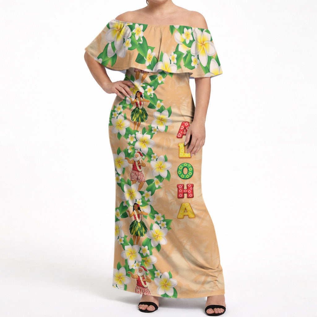 Aloha Hawaii Chilly Christmas Off Shoulder Maxi Dress Tropical Vibes
