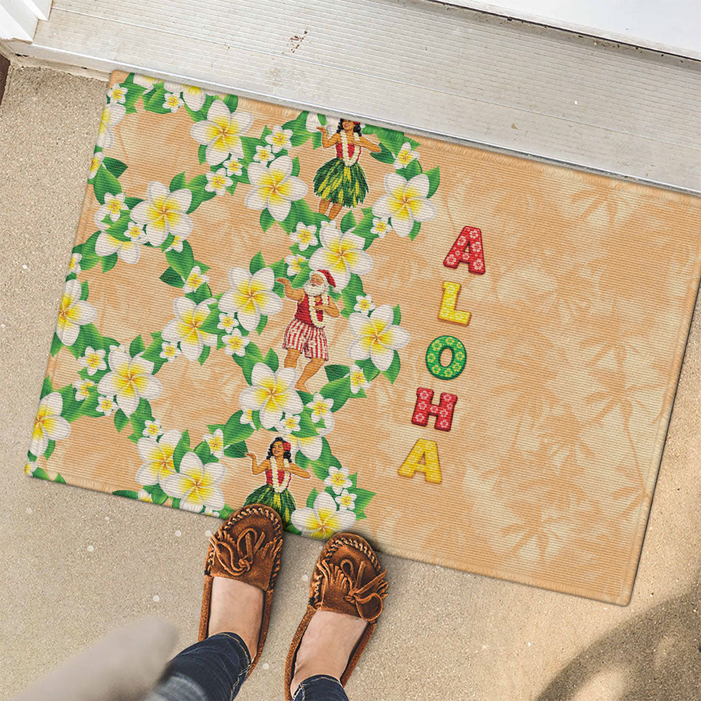 Aloha Hawaii Chilly Christmas Rubber Doormat Tropical Vibes