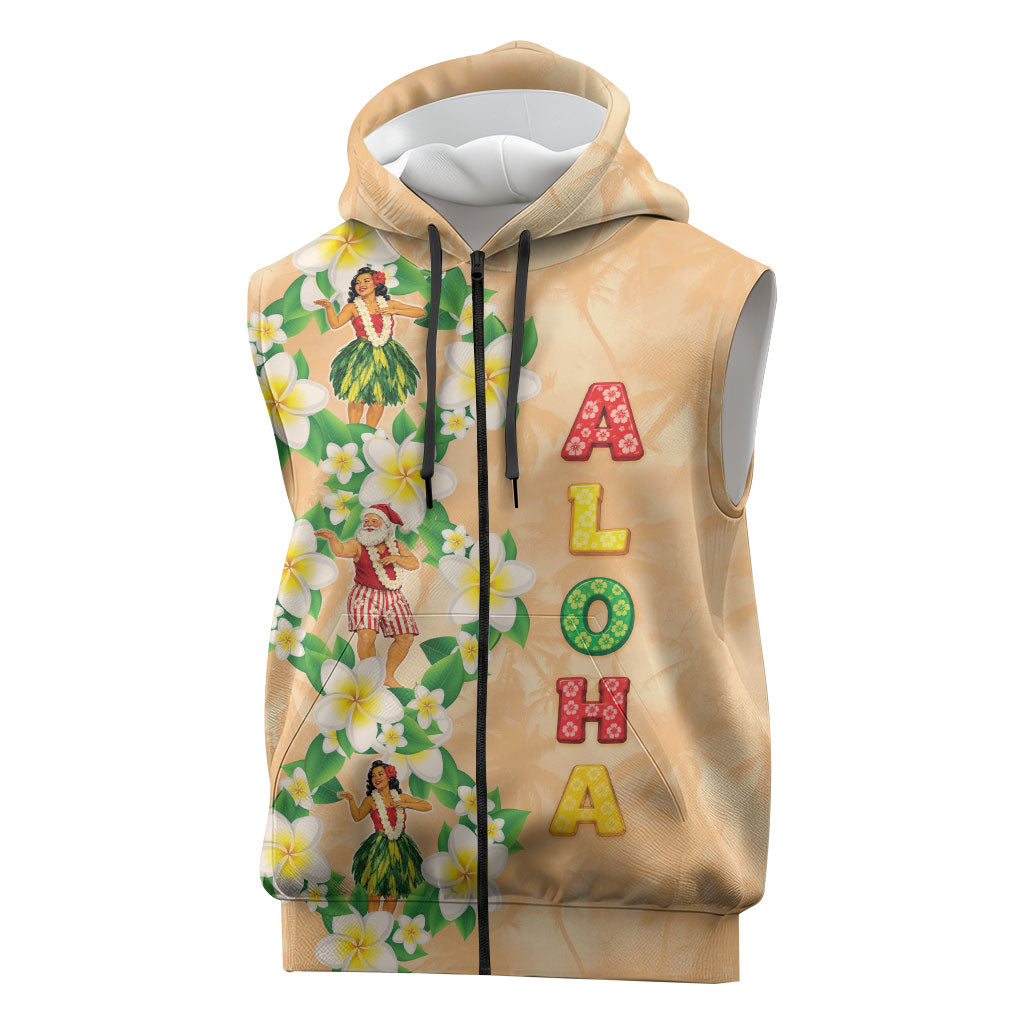 Aloha Hawaii Chilly Christmas Sleeveless Zip Hoodie Tropical Vibes