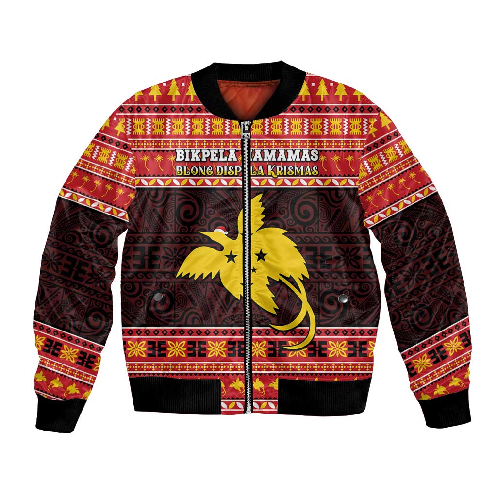 Papua New Guinea Christmas Bomber Jacket Santa Raggiana LT05 Unisex Red - Polynesian Pride