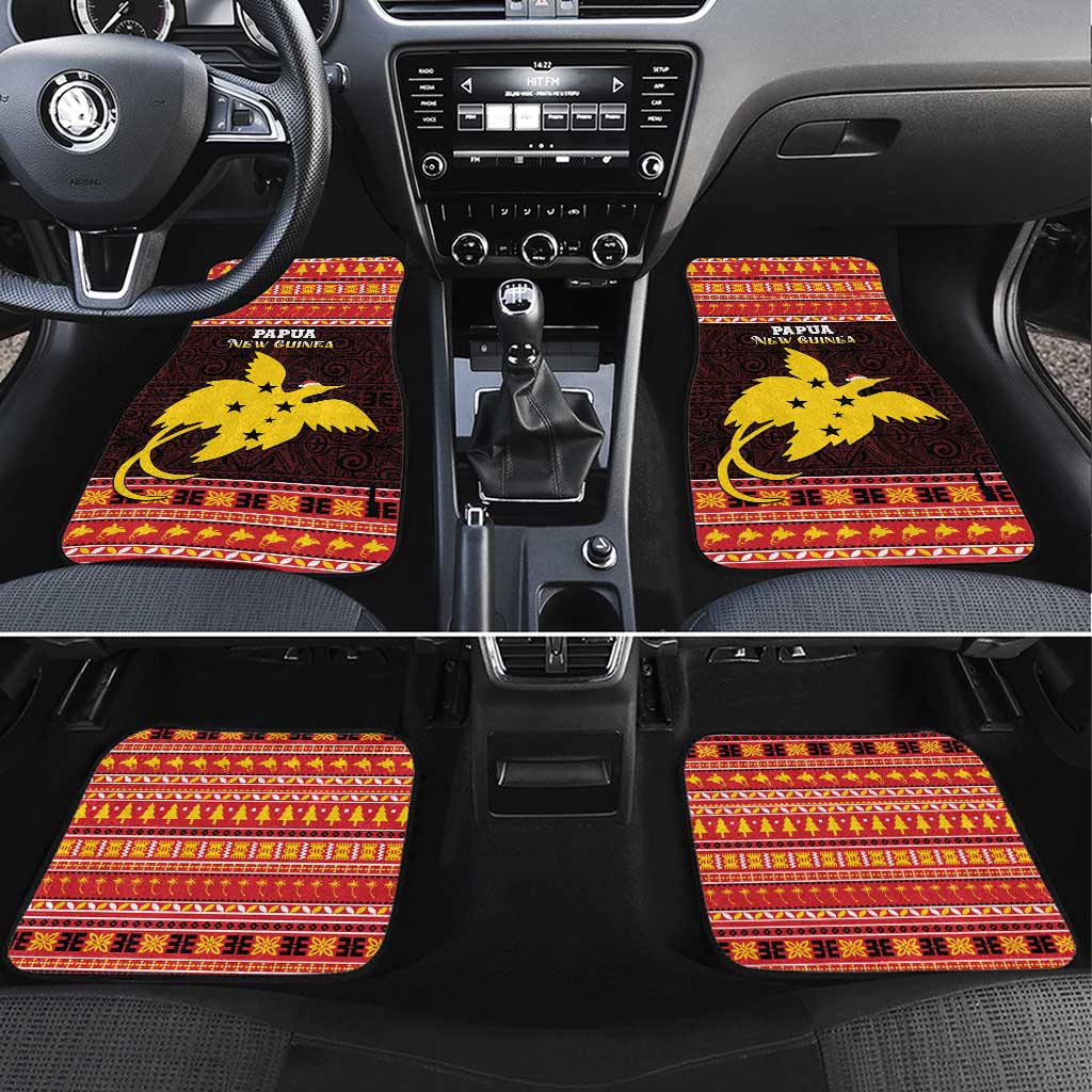 Papua New Guinea Christmas Car Mats Santa Raggiana LT05 Set 4pcs Red - Polynesian Pride