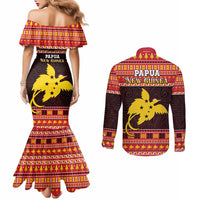 Papua New Guinea Christmas Couples Matching Mermaid Dress and Long Sleeve Button Shirt Santa Raggiana LT05 - Polynesian Pride
