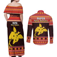 Papua New Guinea Christmas Couples Matching Off Shoulder Maxi Dress and Long Sleeve Button Shirt Santa Raggiana LT05 - Polynesian Pride