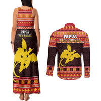 Papua New Guinea Christmas Couples Matching Tank Maxi Dress and Long Sleeve Button Shirt Santa Raggiana LT05 - Polynesian Pride