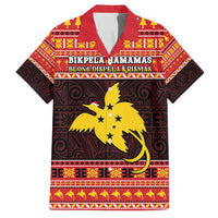 Papua New Guinea Christmas Family Matching Long Sleeve Bodycon Dress and Hawaiian Shirt Santa Raggiana LT05 Dad's Shirt - Short Sleeve Red - Polynesian Pride