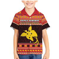 Papua New Guinea Christmas Family Matching Mermaid Dress and Hawaiian Shirt Santa Raggiana LT05 Son's Shirt Red - Polynesian Pride